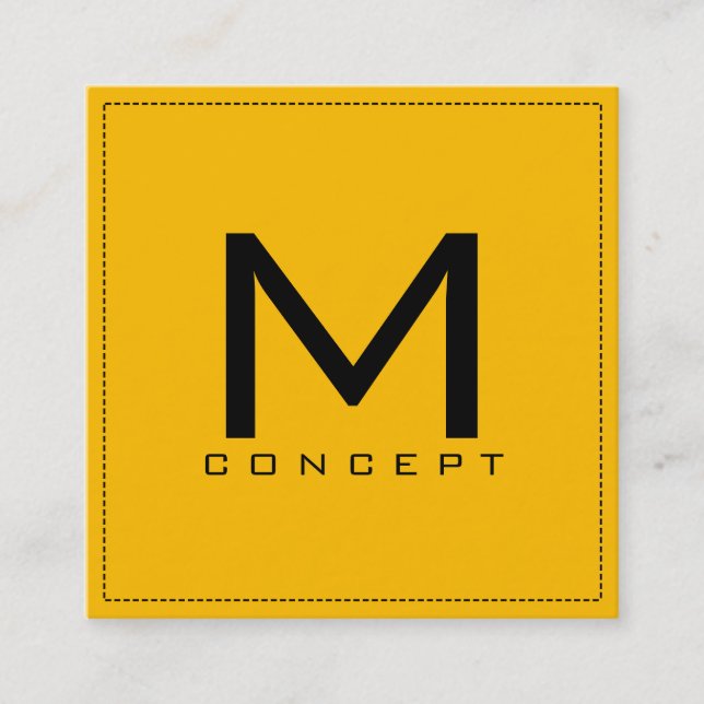 Monogram Elegant för Professionell Modern Amber Fyrkantigt Visitkort (Framsida)