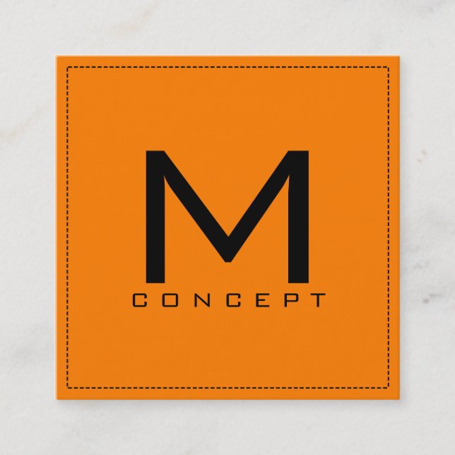 Monogram Elegant för Professionell Modern Amber Fyrkantigt Visitkort (Framsida)