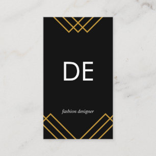 Monogram Elegant Geometric Guld Linjer Simple Blac Visitkort