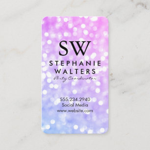 Monogram Elegant Glamor Glitter Visitkort