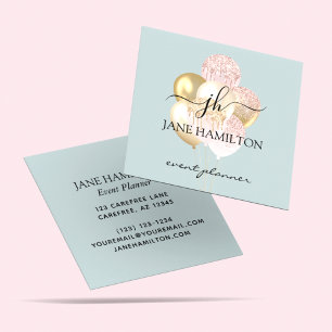 Monogram Elegant Glitter-ballonger Fyrkantigt Visitkort