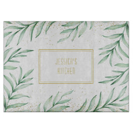 Monogram Elegant Greenery Watercolor Löv