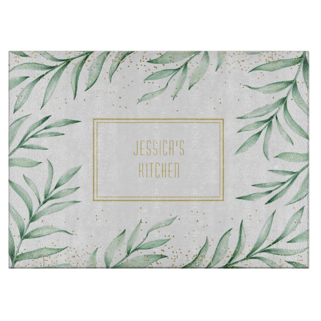 Monogram Elegant Greenery Watercolor Löv (Framsidan)