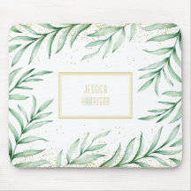 Monogram Elegant Greenery Watercolor Löv