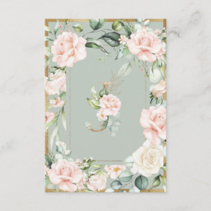 Monogram Elegant Grönt Blommigt Ro Brev J Tack Kort