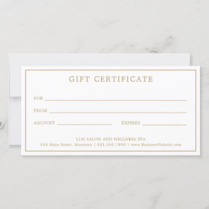 Monogram Elegant Guld Business Gift Certificate