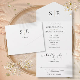 Monogram Elegant Guld Svart Bröllop