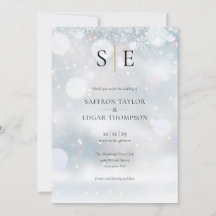 Monogram Elegant Guld Svart Vinter Bröllop