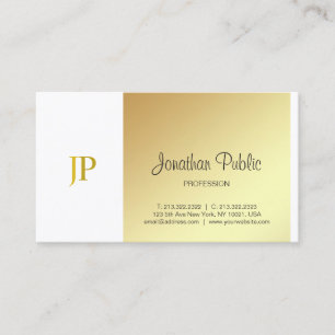 Monogram Elegant Guld White Plain Luxury-skript Visitkort