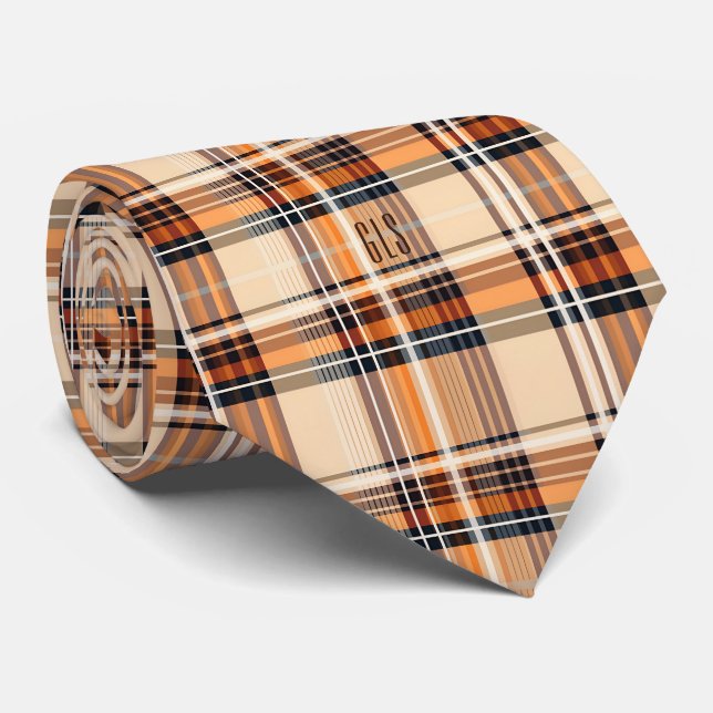 Monogram Elegant Höst-Plaid Mönster Halsduk Slips (Rullad)