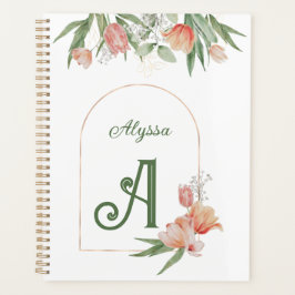 Monogram Elegant Initial Blommigt för vattenfärg i