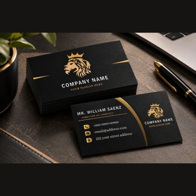 Monogram Elegant Lejonlogotyp  Visitkort (Skapare uppladdad)