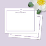 Monogram Elegant Lila Kant Brevpapper Anteckningskort<br><div class="desc">Denna design har en tunn dubbelkant med utrymme för ett monogram och namn och en matchande bakdesign. Klicka på knappen Anpassa om du vill justera designelementen och/eller ytterligare ändra texten! Variationer av denna design, ytterligare färger samt matchande produkter finns tillgängliga i vår butik, zazzle.com/store/doodlelulu. Kontakta oss om du vill ha...</div>