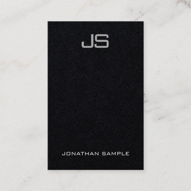 Monogram Elegant Lodrät Template Luxury Black Visitkort (Framsida)