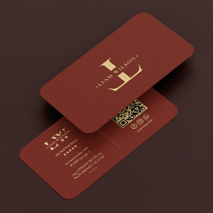 Monogram Elegant Logotyp L Modern Mörk Terracotta Visitkort