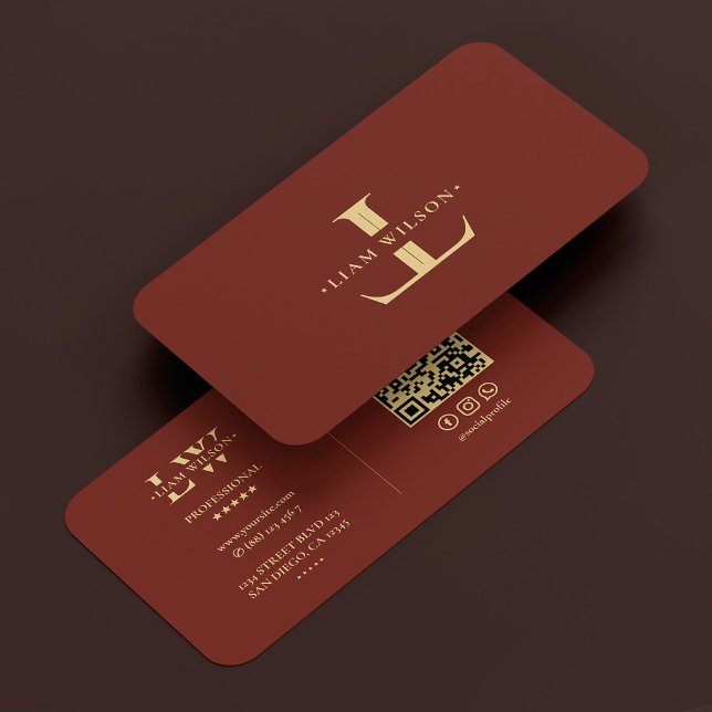 Monogram Elegant Logotyp L Modern Mörk Terracotta Visitkort (Monogram Elegant Logo L Modern Dark Terracotta Business Card
)