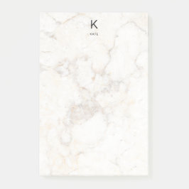 Monogram Elegant Marble Minimalist Modern Post-it Block