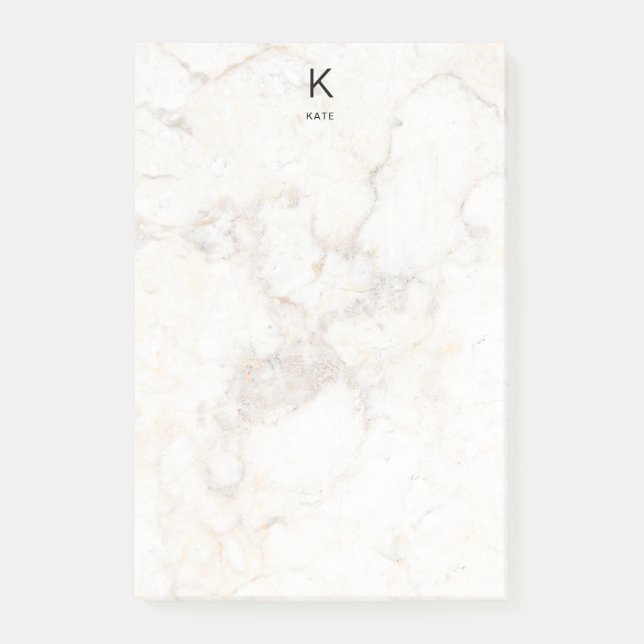 Monogram Elegant Marble Minimalist Modern Post-it Block (Framsida)