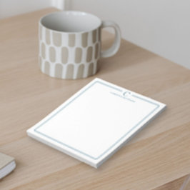 Monogram Elegant Marinblå Kant Brevpapper Anteckningsblock