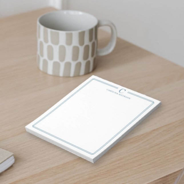 Monogram Elegant Marinblå Kant Brevpapper Anteckningsblock (Skapare uppladdad)