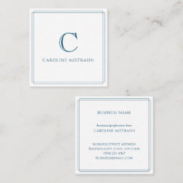 Monogram Elegant Marinblå Kant Brevpapper Fyrkantigt Visitkort