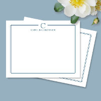 Monogram Elegant Marinblå Kant Minimalistisk
