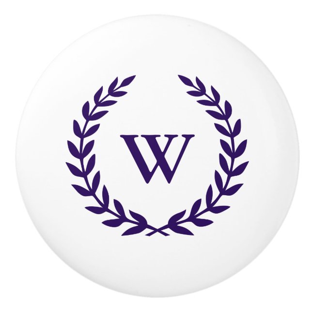 Monogram Elegant, marinblå vitkeramiskt knopp (Framsidan)