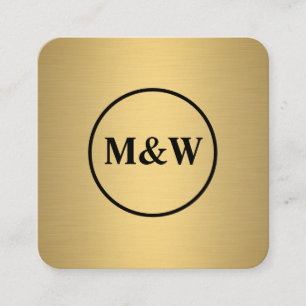 Monogram Elegant Metallic Faux Guld Fyrkantigt Visitkort
