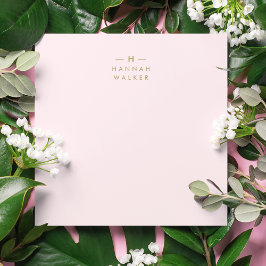 Monogram Elegant Minimal  Rosa och Guld Anteckningskort
