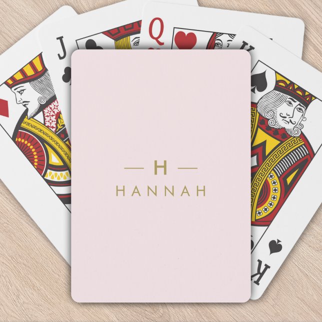 Monogram Elegant Minimal  Rosa och Guld Casinokort (Skapare uppladdad)