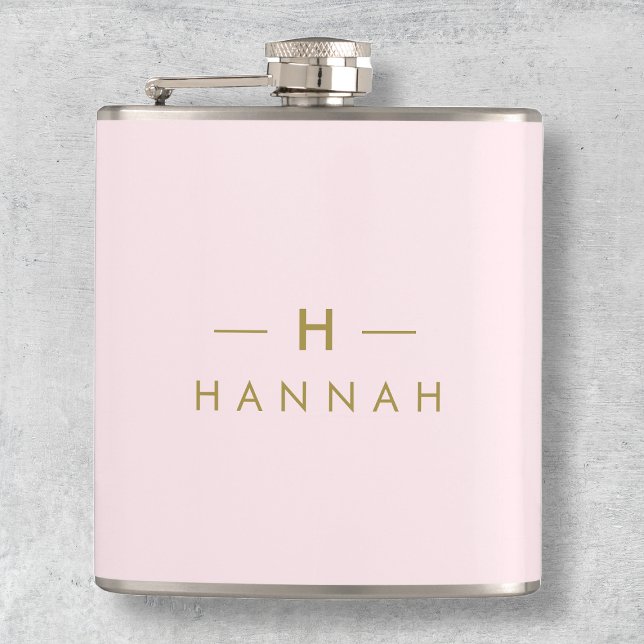 Monogram Elegant Minimal  Rosa och Guld Fickplunta (Skapare uppladdad)