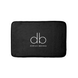 Monogram Elegant - minimalt klassiskt Modern Black Badrumsmatta