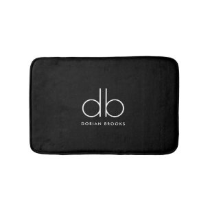 Monogram Elegant - minimalt klassiskt Modern Black Badrumsmatta