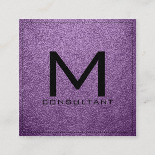 Monogram Elegant Modern African Violet Leather Fyrkantigt Visitkort