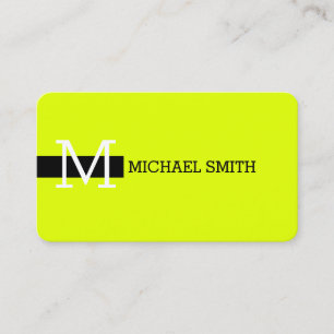 Monogram Elegant Modern Chartreuse & Black Visitkort