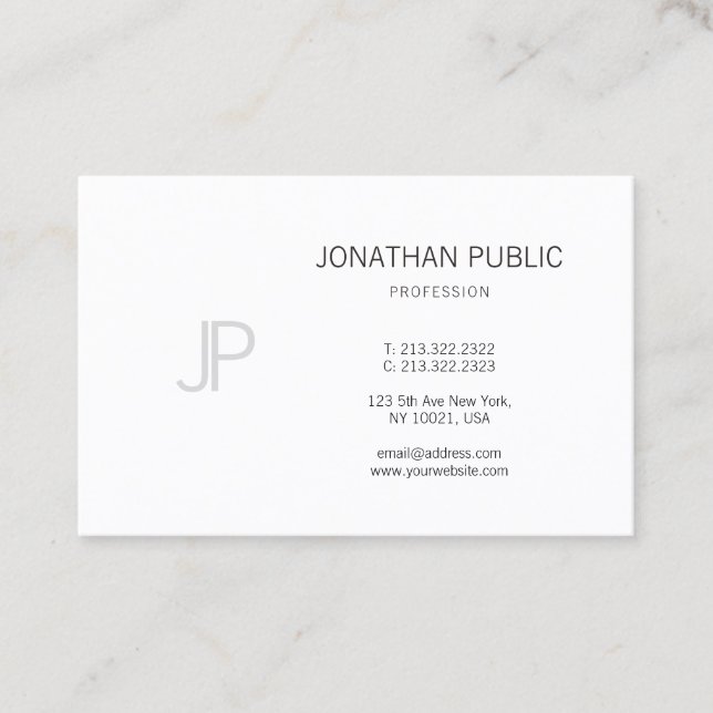 Monogram Elegant Modern Design Professionell Enkel Visitkort (Framsida)