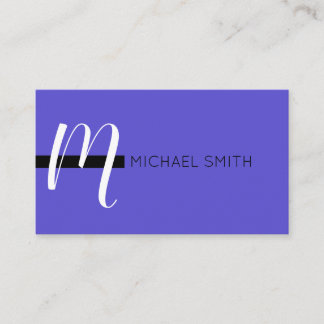 Monogram Elegant Modern Iris och Svart Visitkort