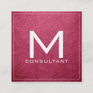 Monogram Elegant Modern läder Fyrkantigt Visitkort