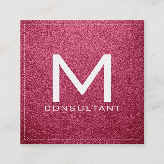 Monogram Elegant Modern  läder Fyrkantigt Visitkort (Framsida)