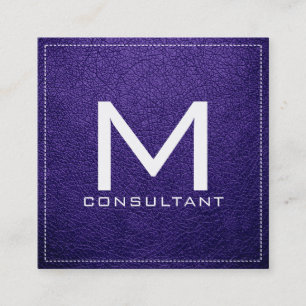 Monogram Elegant Modern Magenta Violet Leather Fyrkantigt Visitkort