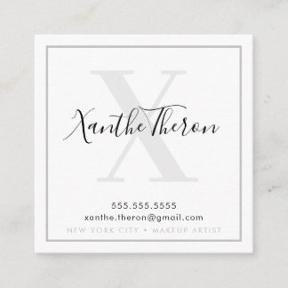 MONOGRAM-elegant, modern minimal coola grått Fyrkantigt Visitkort
