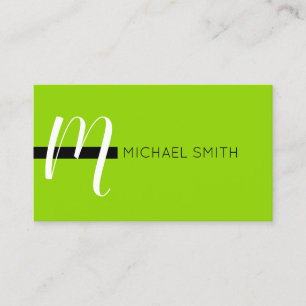 Monogram Elegant Modern Sheen Grönt och Black Visitkort