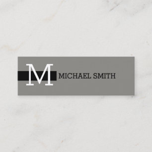 Monogram Elegant Modern Titanium Black Mini Visitkort
