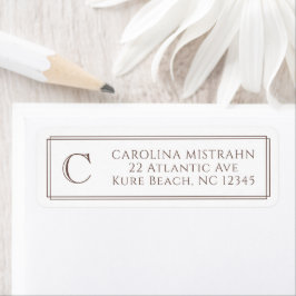 Monogram Elegant Mörkbrun Kant Brevpapper Returadress Etikett