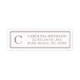 Monogram Elegant Mörkbrun Kant Brevpapper Returadress Etikett