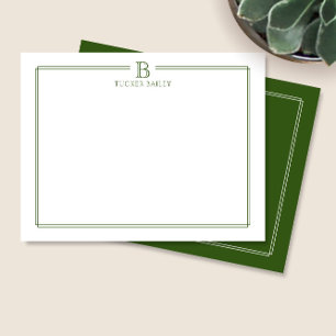 Monogram Elegant Mörkgräns Brevpapper Anteckningskort