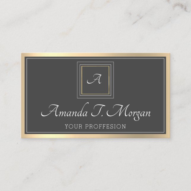 Monogram Elegant Möte Grått Ro Grått Visitkort (Framsida)