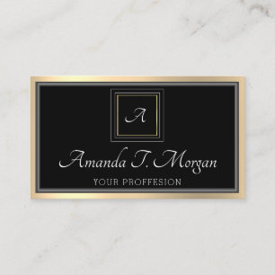 Monogram Elegant Möte Guld Black Minimalism Visitkort