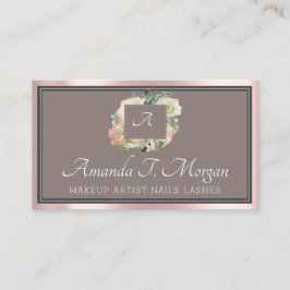 Monogram Elegant Möte Ro Blommigt Ram Visitkort