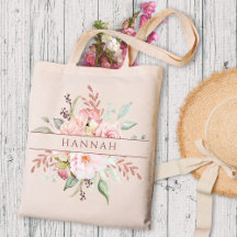 Monogram Elegant Pink Rose Peony Floral